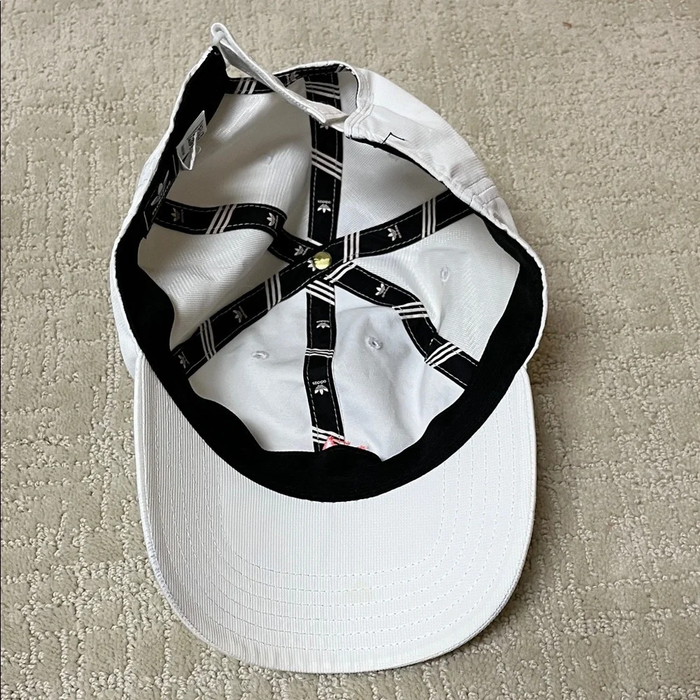 Adidas White Hat with pink Emblem. One size